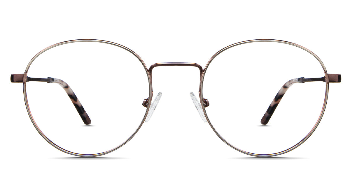 Adler Eyeglasses in the capri variant - it's a round frame with silver and navy color.