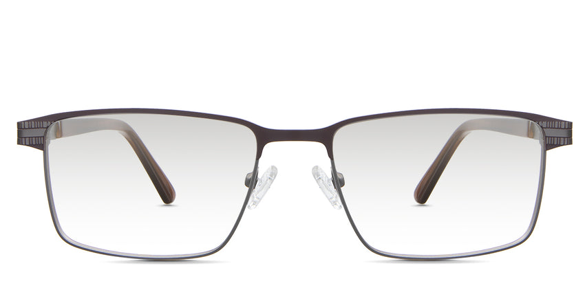 Benge black tinted Gradient glasses in copper variant - it's a thin metal frame with a combination of acetate temples.