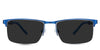 Colson Gray Polarized glasses in the cobalt - it's a half-rimmed frame and have an adjustable silicon nose pad.