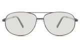 Dax black tinted Standard Solid glasses  in the Rhino variant - It's an aviator-shaped metal frame with a flat, long temple arm.