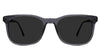 Dex Gray Polarized glasses in sooty variant - it's a square full-rimmed frame with a skinny temple.