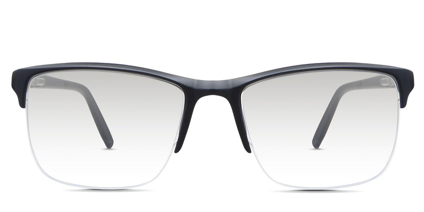 Dillon black tinted Gradient glasses  in the space variant - it's a half-rimmed acetate rectangular frame with a built-in nose pad