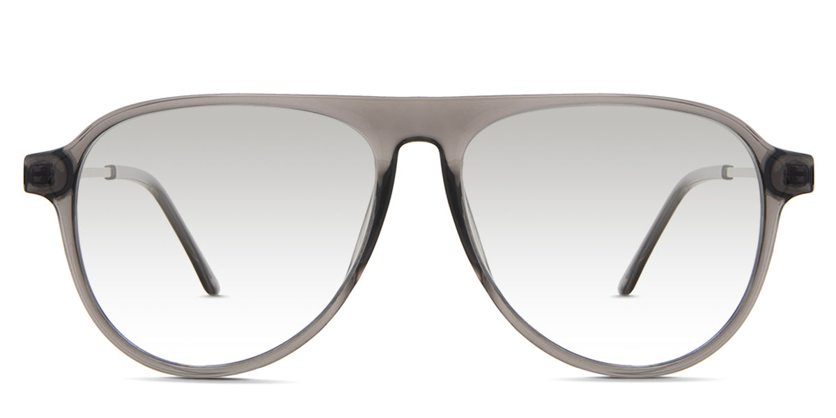 Ebon black tinted Gradient sunglasses in Glaucous variant - it's a clear acetate frame in grey color and have a built-in nose pads with 15mm nose bridge 