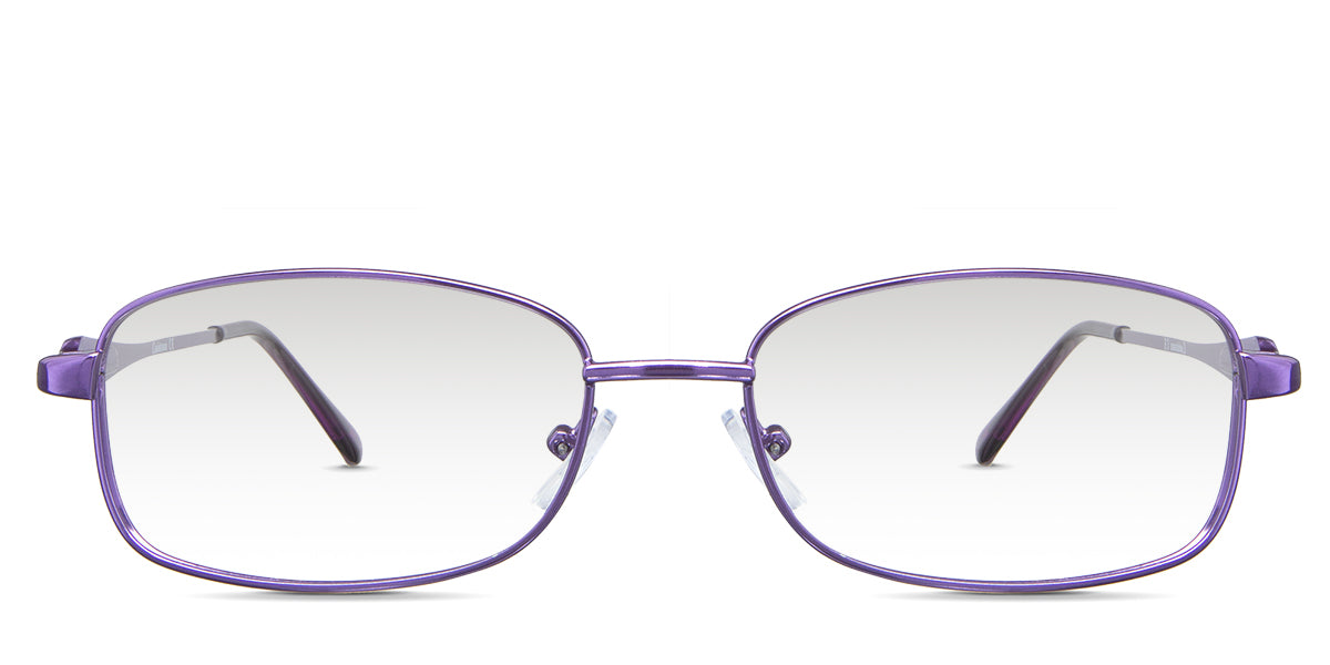 Elie black tinted Gradient sunglasses in the Eggplant - are metal frames in purple and have a flat nose bridge and a silicon adjustable nose pad.