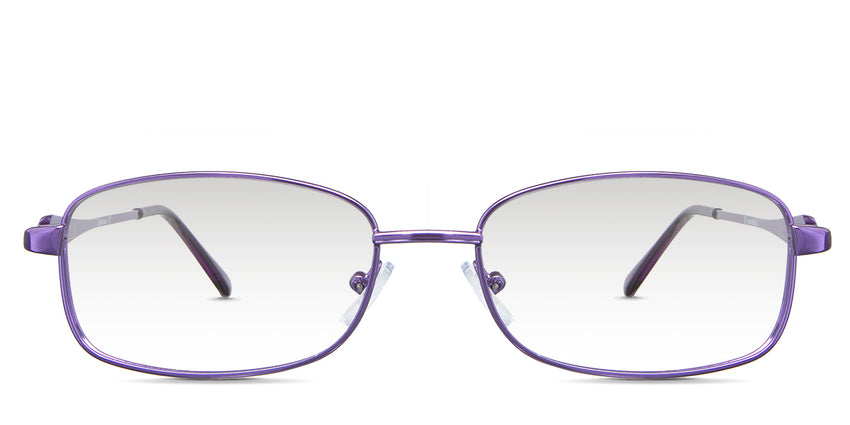 Elie black tinted Gradient sunglasses in the Eggplant - are metal frames in purple and have a flat nose bridge and a silicon adjustable nose pad.