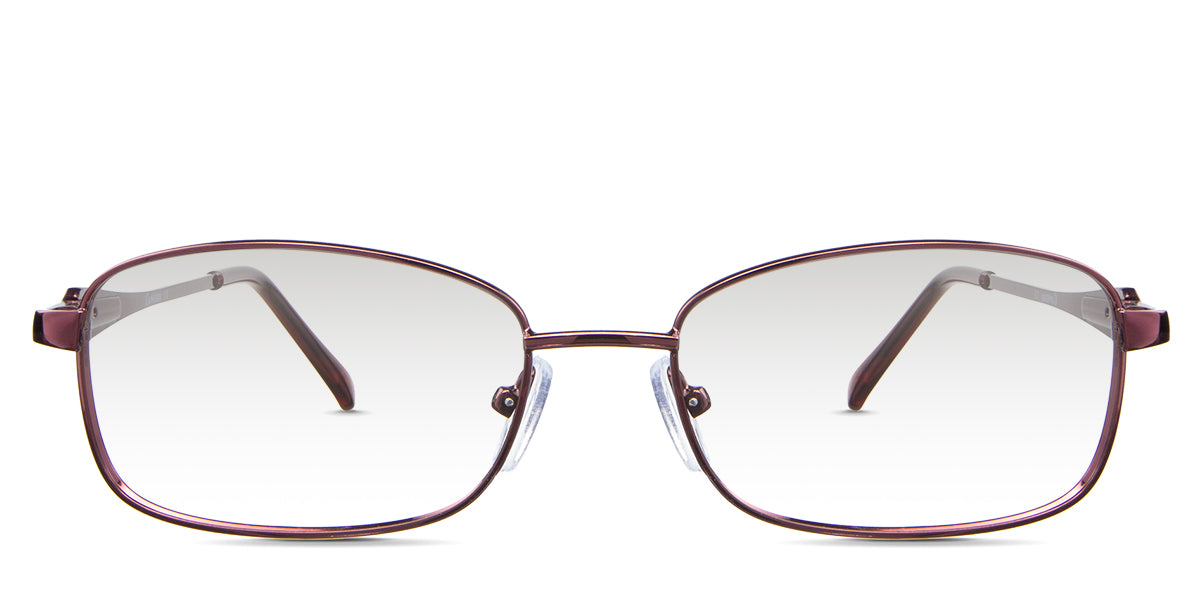 Elie black tinted Gradient in the Burgundy variant - it's a thin, rectangular, oval-shaped metal frame with silicone adjustable nose pads.