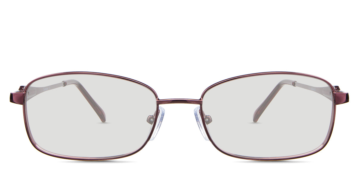 Elie black tinted Standard Solid in the Burgundy variant - it's a thin, rectangular, oval-shaped metal frame with silicone adjustable nose pads.