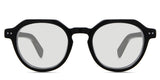 Ellis  black tinted Standard Solid glasses in midnight variant - is a narrow acetate frame with 48mm width and 145mm medium thick temple arm . The extended end pieces in front have rivets design 