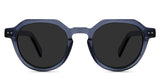 Ellis Gray Polarized in shale variant - is a round geometric frame with 20mm wide nose bridge and transparent temple arm 