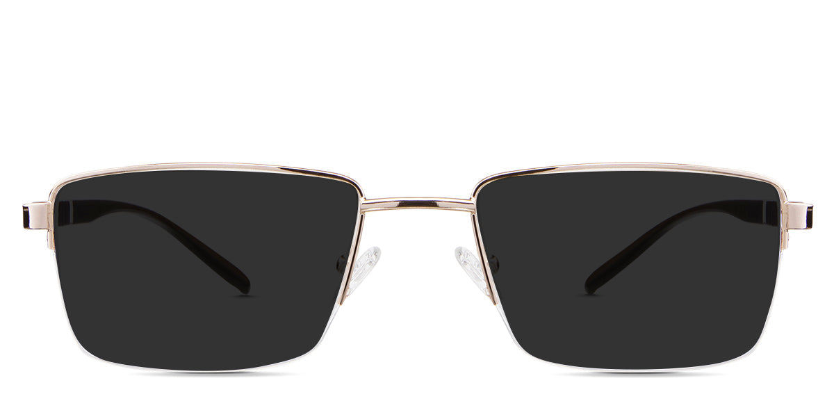 Elm Gray Polarized in camelus variant - it's a half-rimmed frame with a wide viewing lens and a slim arm and 145mm length.