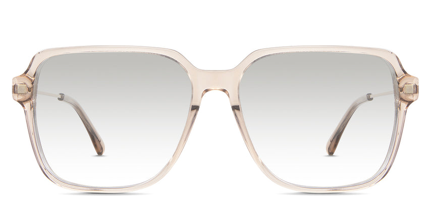Elma black tinted Gradient sunglasses in noisette variant - it's a square transparent frame with an acetate rim and metal temple arm.