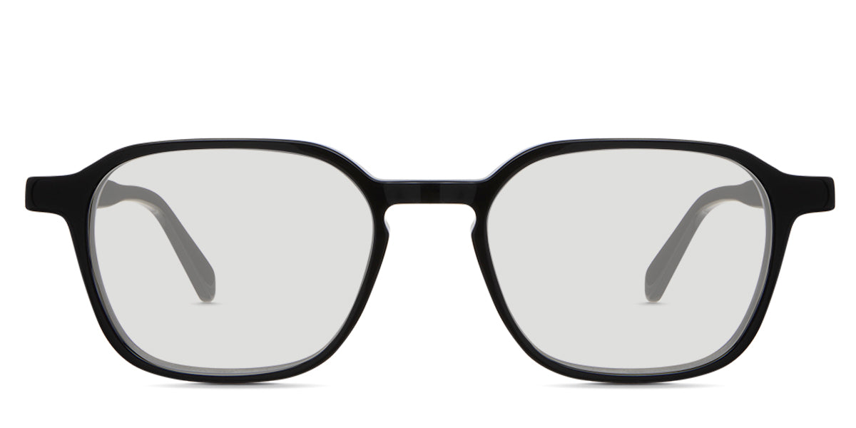 Hank black tinted Standard Solid sunglasses in Midnight variant it's an acetate frame in crystal grey color and have a keyhole-shaped nose bridge.