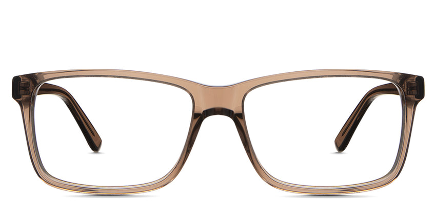 Iniko Eyeglasses in orchard variant - it's a rectangular acetate frame in brown crystal color. 