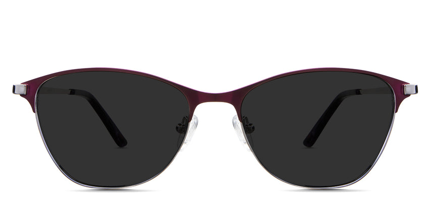 Isla Gray Polarized in the Viola variant - it's an oval-shaped frame with adjustable nose pads and a slim metal temple arm.