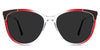 Izara Gray Polarized in the Vermilion variant - it's a cat-eye frame with a U-shaped nose bridge and a metal temple arm.