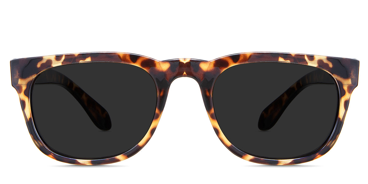 Jett Gray Polarized in the Ocelot variant - it's a full-rimmed frame with a high nose bridge and a broad temple arm and tips.