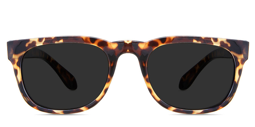 Jett Gray Polarized in the Ocelot variant - it's a full-rimmed frame with a high nose bridge and a broad temple arm and tips.