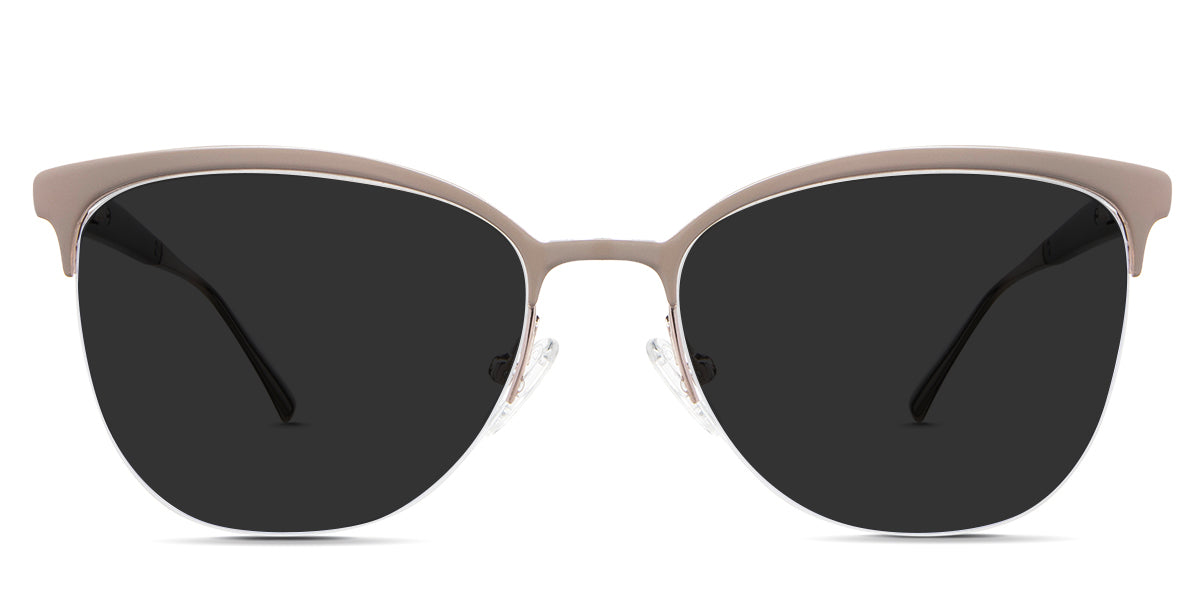Jocelyn black tinted Standard Solid sunglasses in the Bighorn variant - it's a half-rimmed frame with a narrow nose bridge.