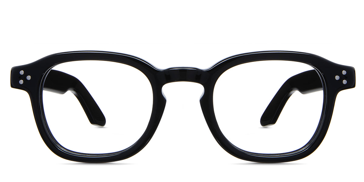 Jovi Eyeglasses in the midnight variant - is an oval frame in black.