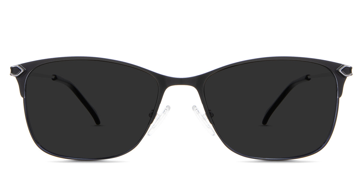 Kira Gray Polarized glasses in the beluga variant - it's a metal frame with a narrow U-shaped nose bridge and a unique design connecting the endpiece to the temple arm.