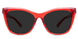 Lia Gray Polarized glasses in the Coquelicot variant - is an acetate frame with a U-shaped nose bridge, built-in nose pads, and a visible silver patterned wire core inside both arms.
