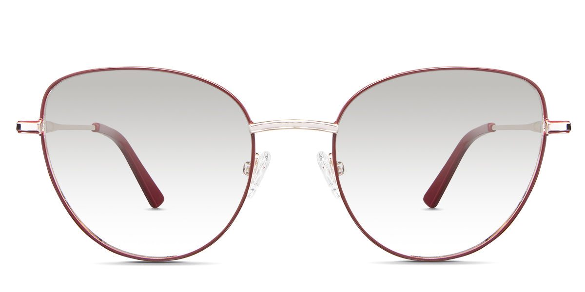 Lishka black Gradient in the burgundy variant - has a thin metal frame with a wide nose bridge and a company name written inside the arm.