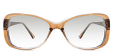Lois Black tinted Gradient in the ocher variant - is a two-toned oval frame with a slim temple arm.