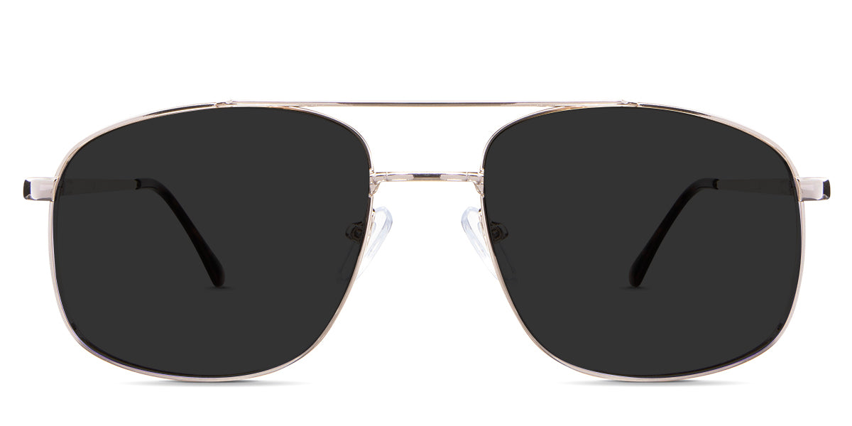 Loki Gray Polarized in the gold variant - is a full-rimmed frame with a two-bar metal bridge and an acetate temple tip.