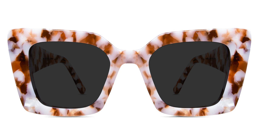 Malva Gray Polarized cat eye glasses in praline variant - it has broad arms with Hip Optical written on the right arm