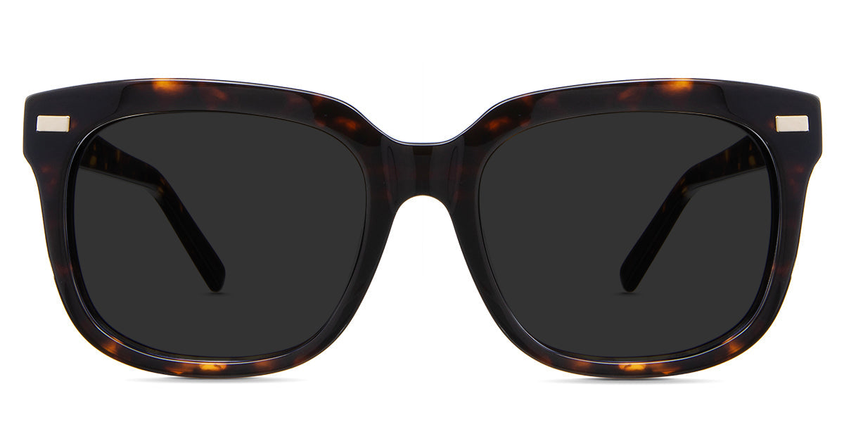 Mun Gray Polarized in the sacalia variant - is an acetate frame with a combination of square and oval shapes and a 150mm temple length with a visible wire core.