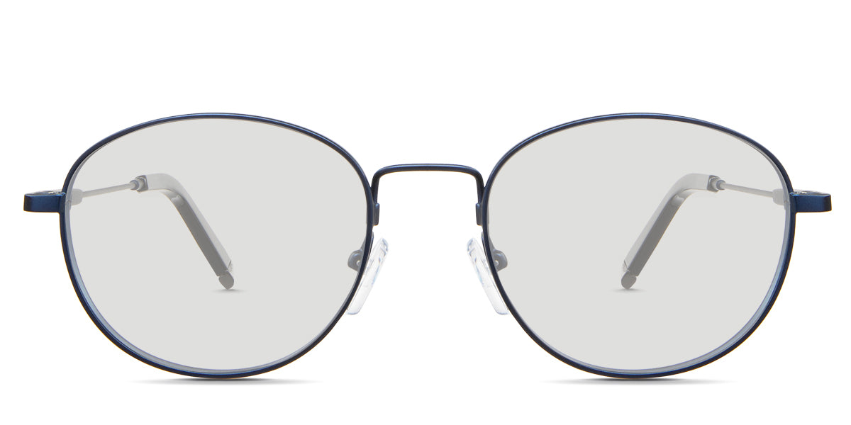 Noa black tinted Standard Solid glasses in the Admiral variant - is a round metal frame with a wide nose bridge and adjustable silicon nose pads.