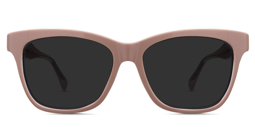 Nyla Gray Polarized in salmon variant - is a cat-eye frame with built-in nose pad and broad temple arms. 
