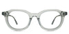 Osiri eyeglasses in the deluge variant - it's a translucent oval shape frame.