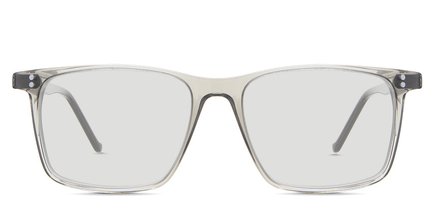 Patrick black tinted Standard Solid glasses is in the Kombu variant - it's a thin, medium-sized frame with a narrow size 17mm nose bridge and a golf head shape temple end tips.