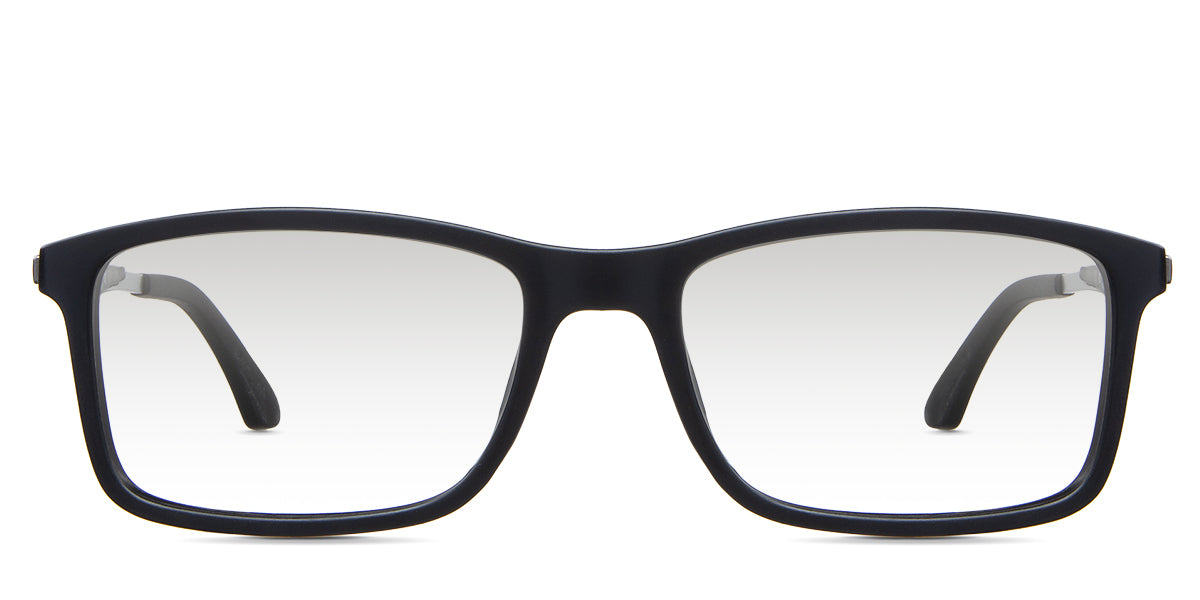 Perry black tinted Gradient in the Tornado variant - it's a rectangular shape frame with a narrow U-shaped nose bridge.