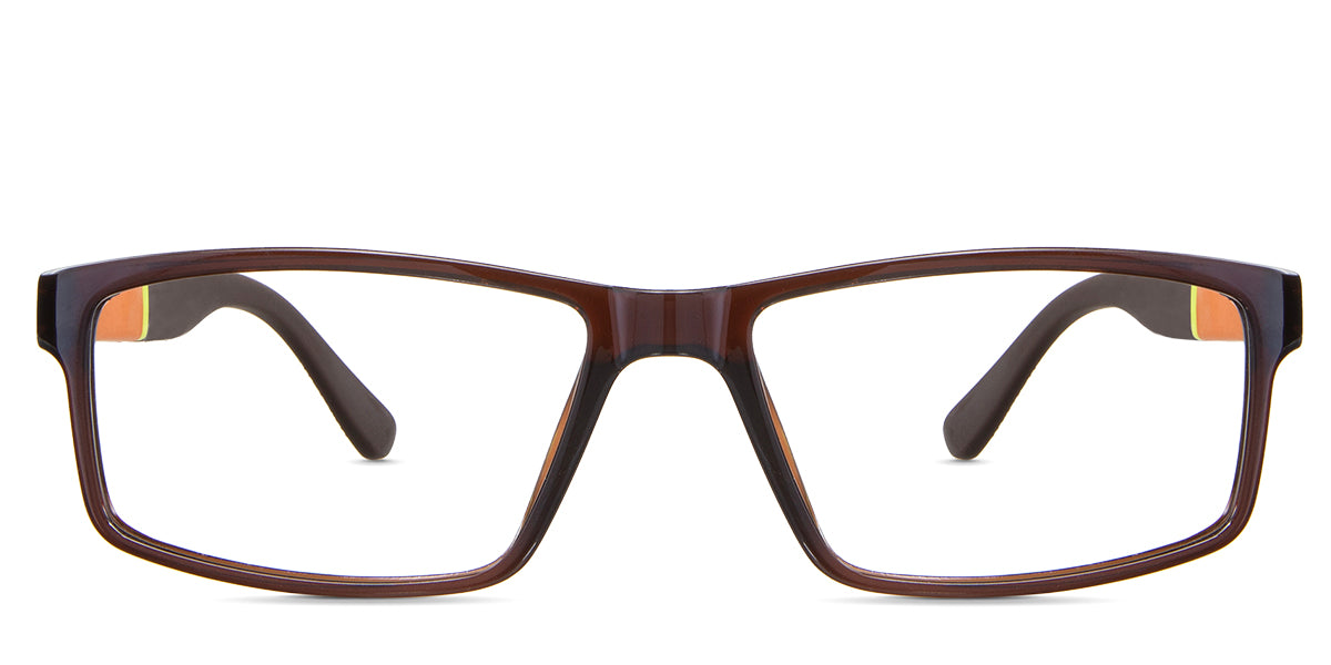 Raul eyeglasses in the burnish variant - it's a full-rimmed frame in brown color.
