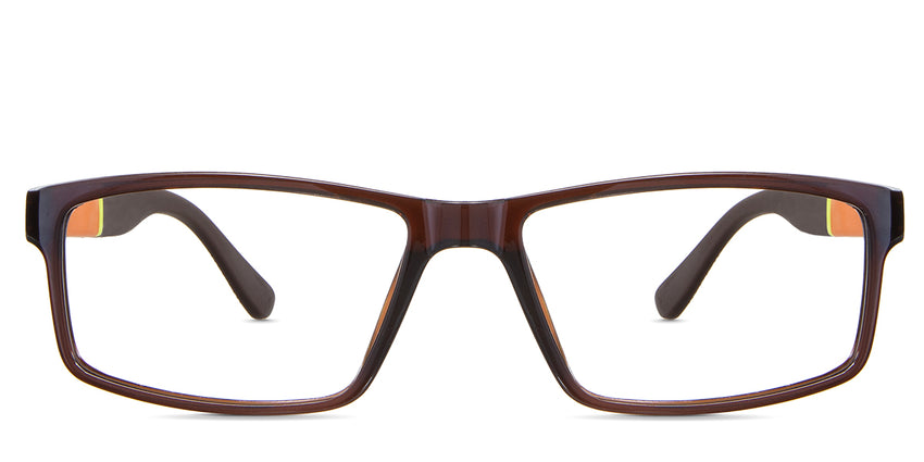 Raul eyeglasses in the burnish variant - it's a full-rimmed frame in brown color.
