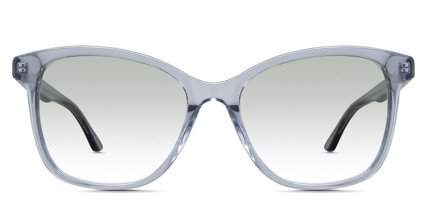 Remi Green Tinted Gradient in the Cerulean variant - an acetate frame with a U-shaped nose bridge and a narrow frame with regular broad temples.
