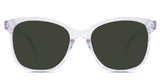 Remi Green Polarized in the Violet variant - it's a transparent frame with built-in nose pads and a short 140 mm temple arm..