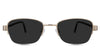Sadie Gray Polarized in the camelus variant - is a half-rimmed frame with a regular wide nose bridge, an adjustable nose pad, and an acetate arm.