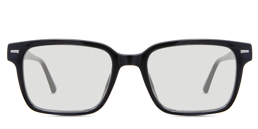 Saul black tinted Standard Solid in the Midnight variant - is an acetate frame with a wide nose bridge of 20mm and a broad temple.