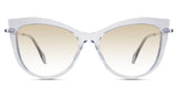 Susan Beige Tinted Gradient in the Crystal variant - is a cat-eye frame with a U-shaped nose bridge and a combination of metal arm and acetate tips.