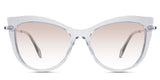 Susan Rose Tinted Gradient in the Crystal variant - is a cat-eye frame with a U-shaped nose bridge and a combination of metal arm and acetate tips.