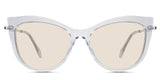 Susan Beige Tinted Solid in the Crystal variant - is a cat-eye frame with a U-shaped nose bridge and a combination of metal arm and acetate tips.