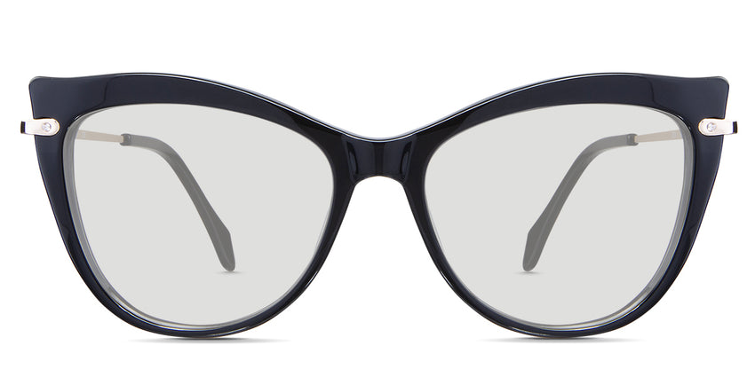 Susan black tinted Standard Solid in the Lasius variant - is an acetate frame with a narrow-width nose bridge and a slim metal arm.