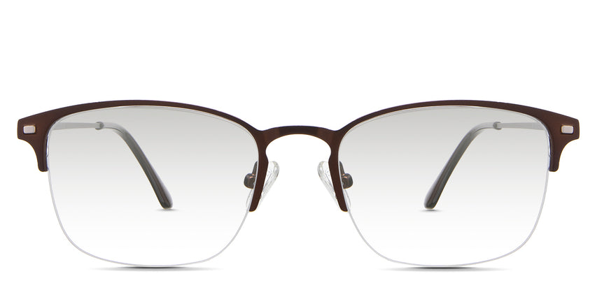 Tane Black Gradient in the Kobe variant - are half-rimmed frames with a keyhole-shaped nose bridge and a slim metal temple arm.
