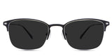 Tane Gray Polarized glasses in the rooks variant - it's a half-rimmed metal frame with a keyhole-shaped nose bridge.