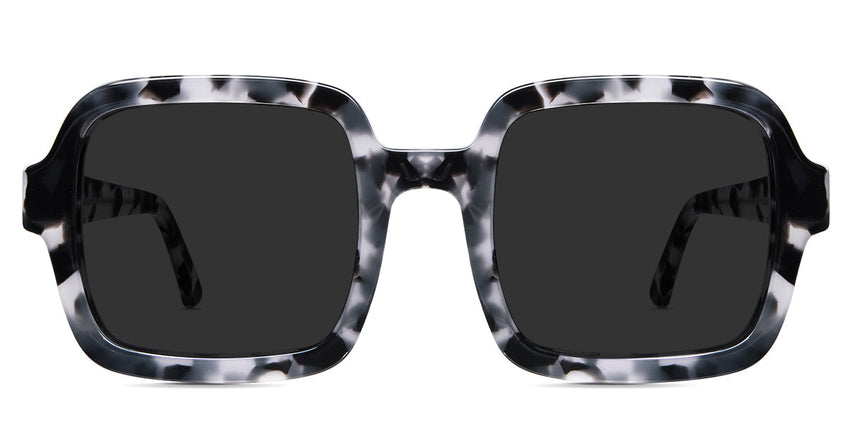 Udo Gray Polarized glasses in moonlight variant - square wide frame with Hip Optical logo on temple arms