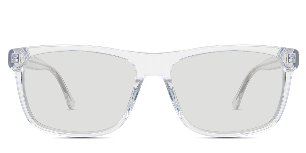 Wallis black tinted Standard Solid glasses in the cloudsea variant - it's a full-rimmed frame with a straight top rim and a patterned wire core visible in the arm.