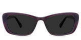 Wynter Gray Polarized in the Plum variant is a full-rimmed frame with built-in nose pads and a frame name and size imprinted inside the arm.